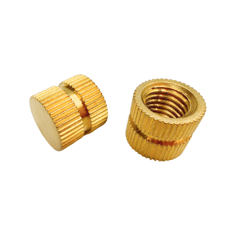 H62 Brass Blind-Hole Nut with Straight Knurling, Embedded