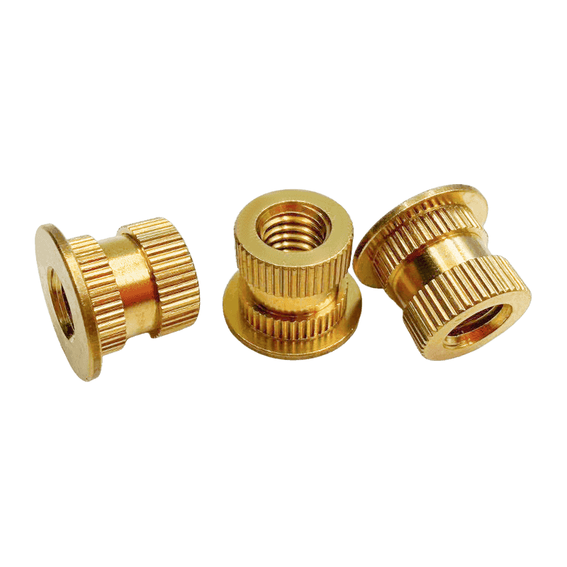 Brass Flanged Embedded Nut, Double-Section Straight-Knurled Injection Insert