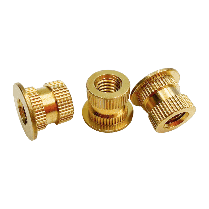 Brass Flanged Embedded Nut, Double-Section Straight-Knurled Injection Insert