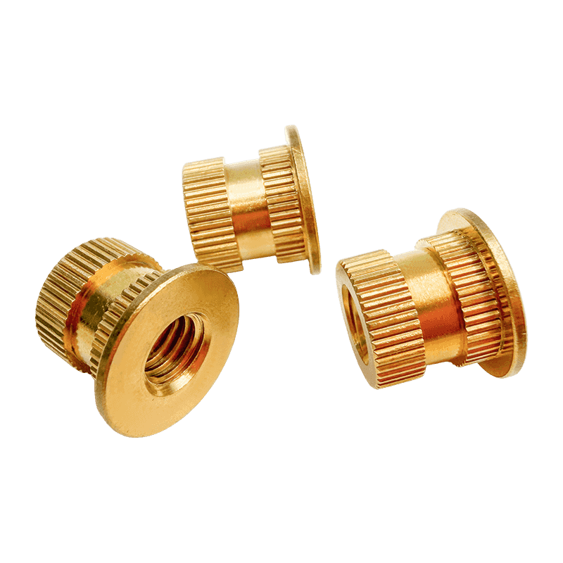 Brass Flanged Embedded Nut, Double-Section Straight-Knurled Injection Insert
