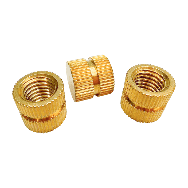H62 Brass Blind-Hole Nut with Straight Knurling, Embedded