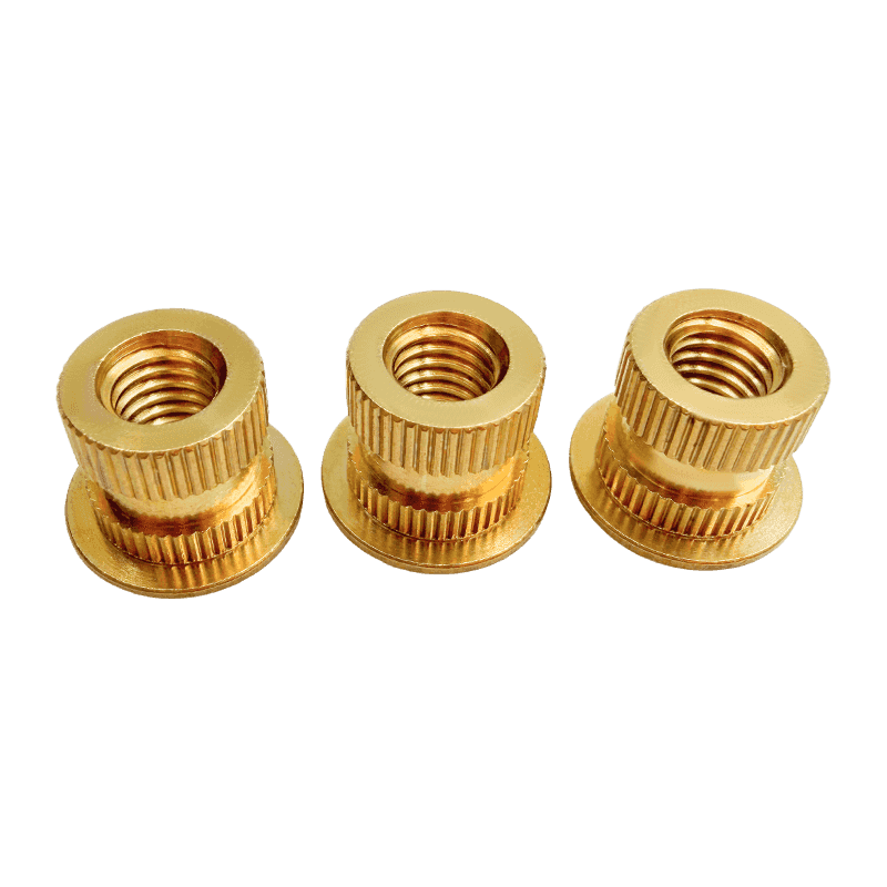 Brass Flanged Embedded Nut, Double-Section Straight-Knurled Injection Insert
