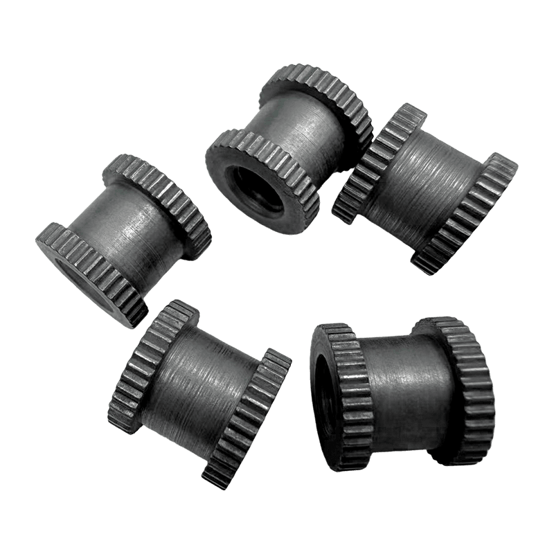 Double-End Knurled Injection-Molded Embedded Nut, Stepped Plastic Heat-Staked Insert Nut