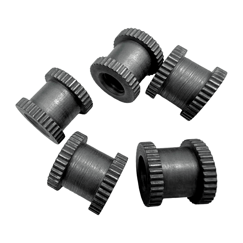 Double-End Knurled Injection-Molded Embedded Nut, Stepped Plastic Heat-Staked Insert Nut