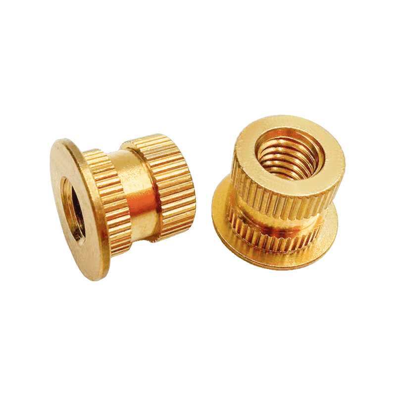Brass Flanged Embedded Nut, Double-Section Straight-Knurled Injection Insert