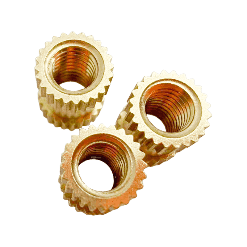 High-Precision Brass Embedded Nut with Straight Knurling on Both Ends