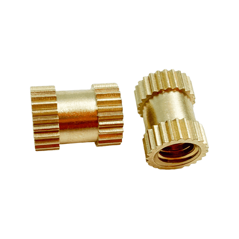 High-Precision Brass Embedded Nut with Straight Knurling on Both Ends