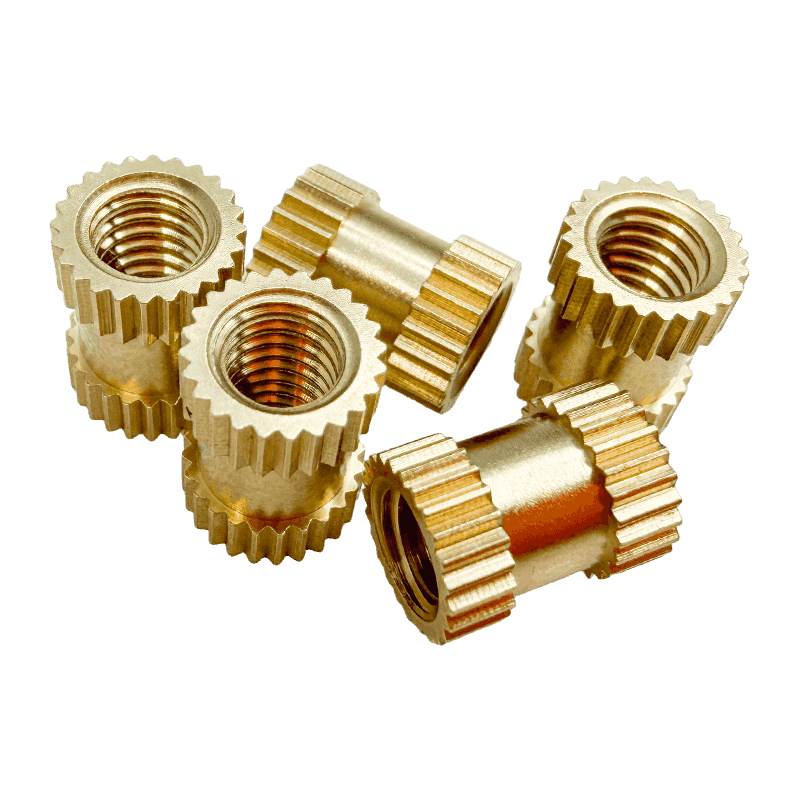 Brass Embedded Nut with Straight Knurling on Both Ends