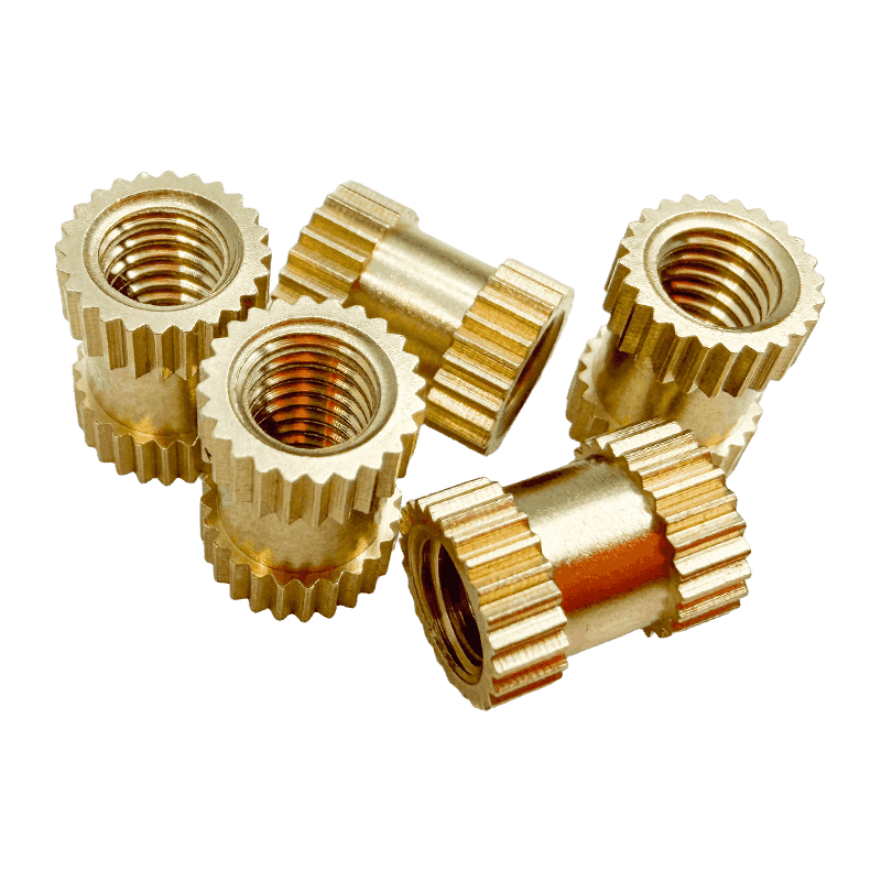 Brass Embedded Nut with Straight Knurling on Both Ends
