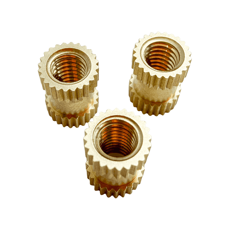 Brass Embedded Nut with Straight Knurling on Both Ends