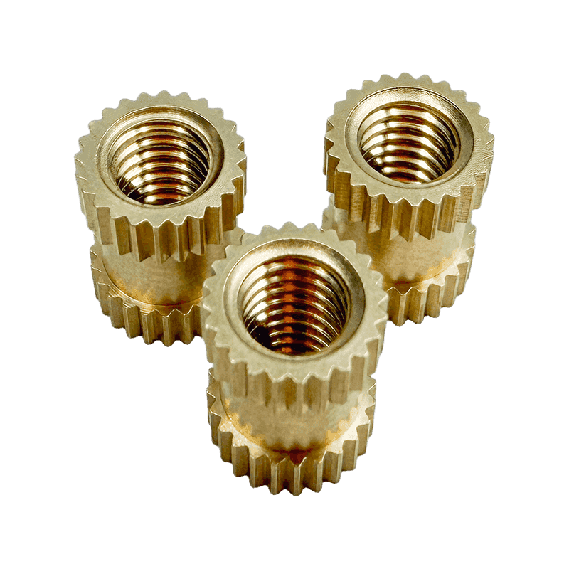 Brass Embedded Nut with Straight Knurling on Both Ends