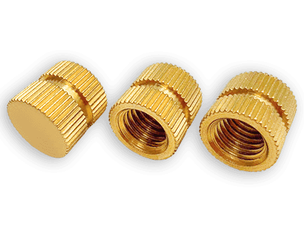H62 Brass Blind-Hole Nut with Straight Knurling, Embedded