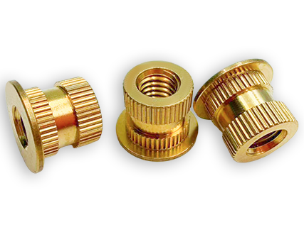 Brass Flanged Embedded Nut, Double-Section Straight-Knurled Injection Insert