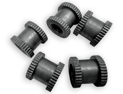 Double-End Knurled Injection-Molded Embedded Nut, Stepped Plastic Heat-Staked Insert Nut