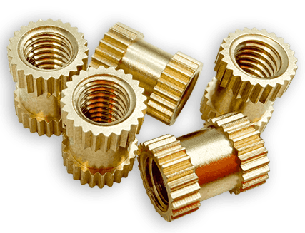 Brass Embedded Nut with Straight Knurling on Both Ends