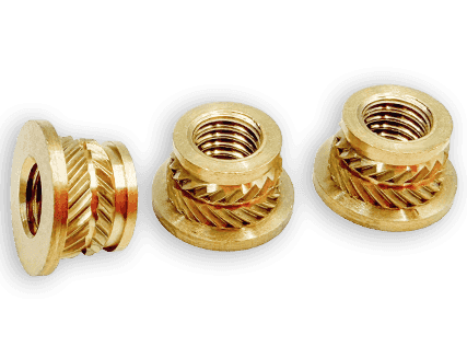 Brass Embedded Nut with Diagonal Knurling