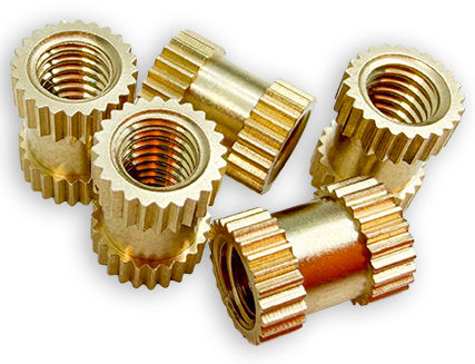 High-Precision Brass Embedded Nut with Straight Knurling on Both Ends