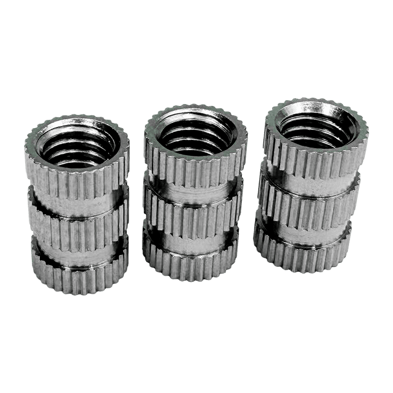 Multi-Section Knurled Stainless Steel Embedded Nut, Injection-Molded Threaded Insert