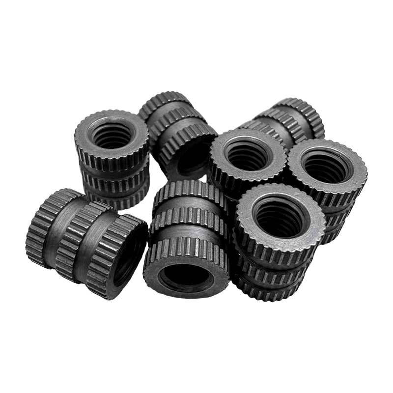 Double-Section Straight-Knurled Steel Embedded Nut with Center Groove