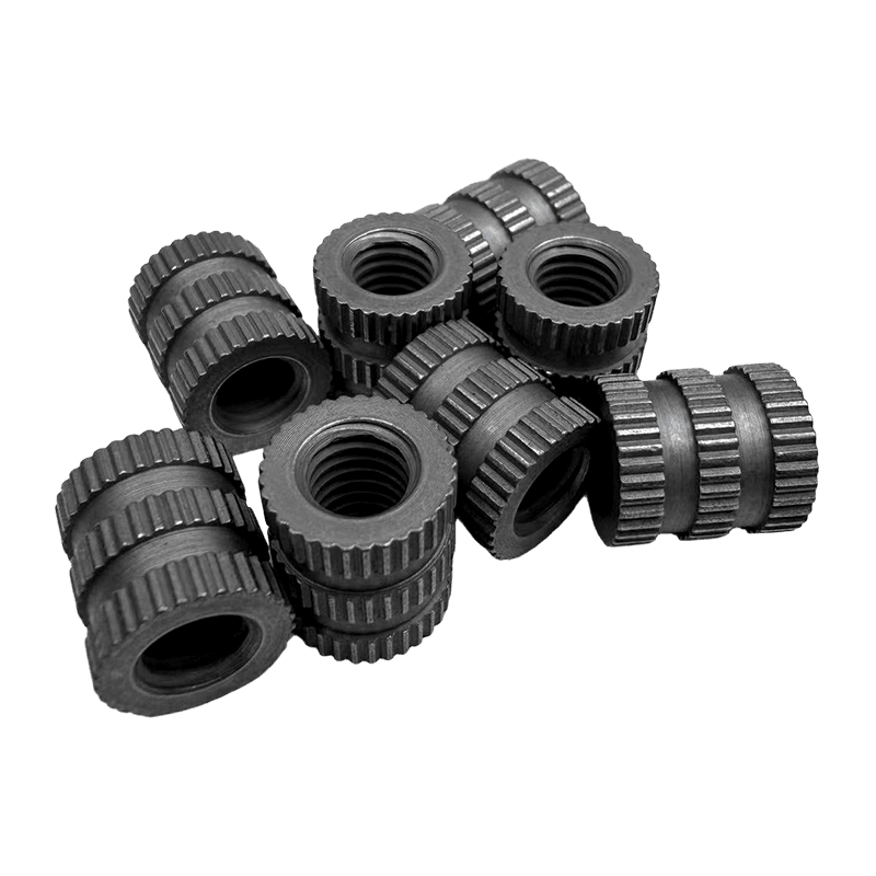 Double-Section Straight-Knurled Steel Embedded Nut with Center Groove