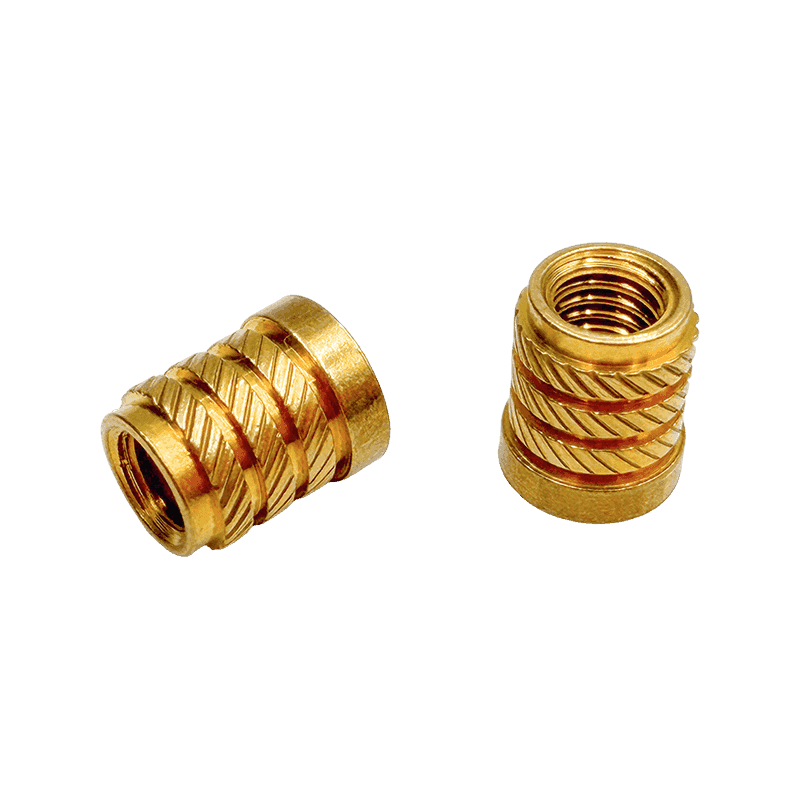 Brass Embedded Nut with Diagonal Knurling, Segmented Herringbone-Pattern Brass Nut