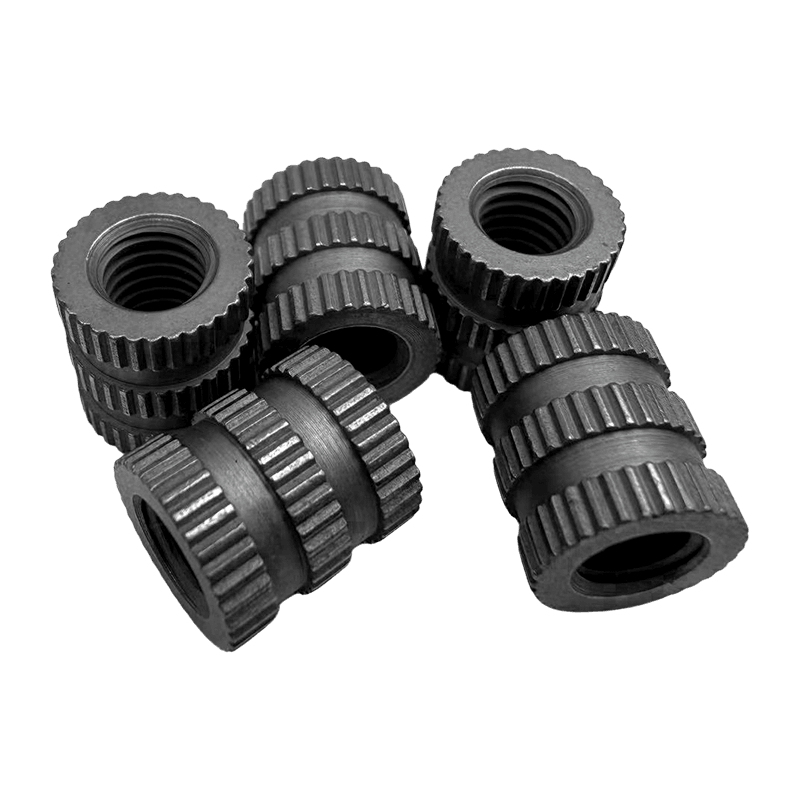 Double-Section Straight-Knurled Steel Embedded Nut with Center Groove