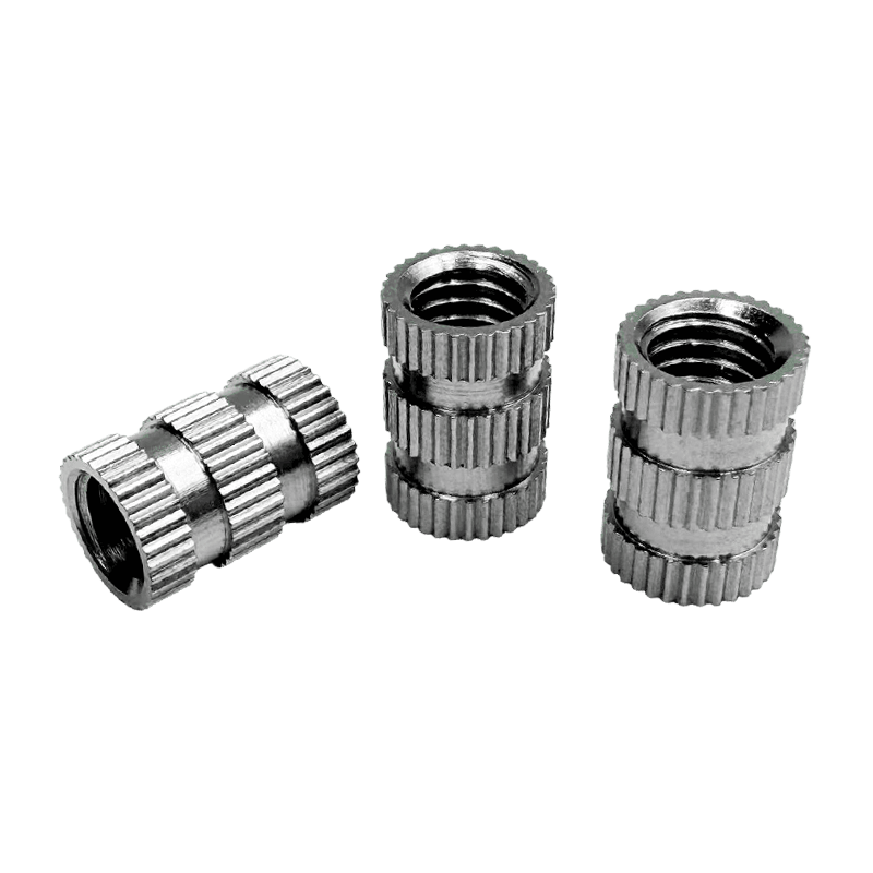 Multi-Section Knurled Stainless Steel Embedded Nut, Injection-Molded Threaded Insert