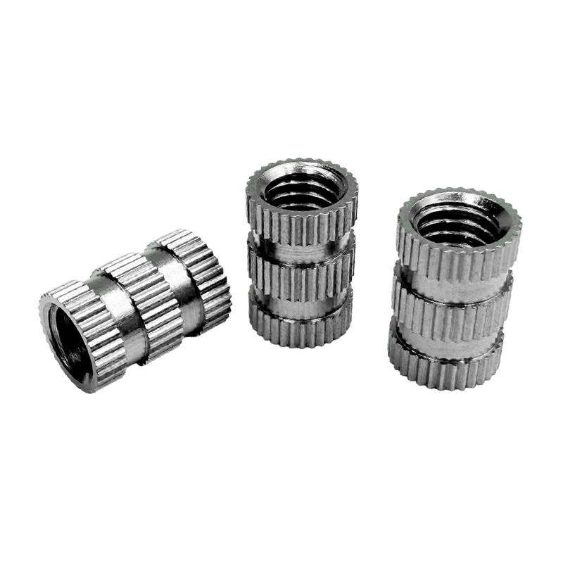 Multi-Section Knurled Stainless Steel Embedded Nut, Injection-Molded Threaded Insert