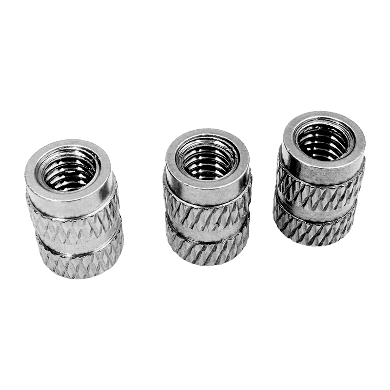 Threaded Insert Nut with Knurling on Both Ends, Injection-Molded