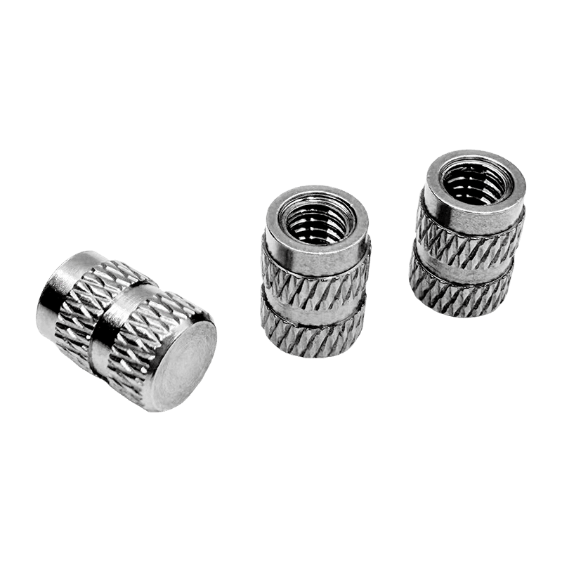 Threaded Insert Nut with Knurling on Both Ends, Injection-Molded