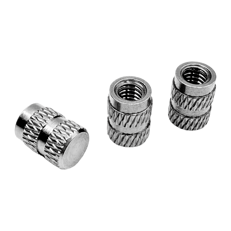 Threaded Insert Nut with Knurling on Both Ends, Injection-Molded