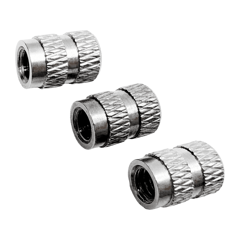 Threaded Insert Nut with Knurling on Both Ends, Injection-Molded