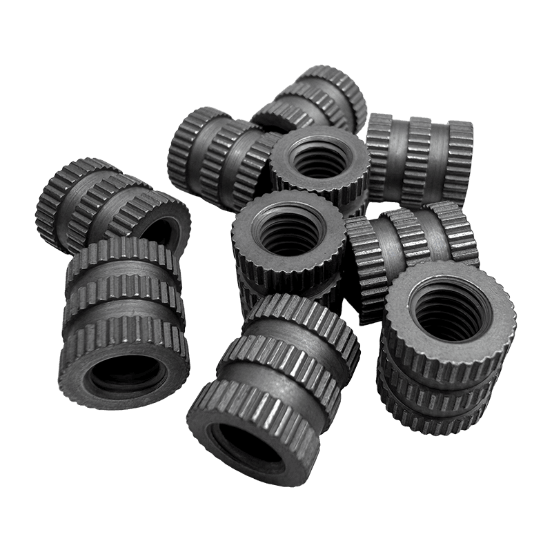 Double-Section Straight-Knurled Steel Embedded Nut with Center Groove