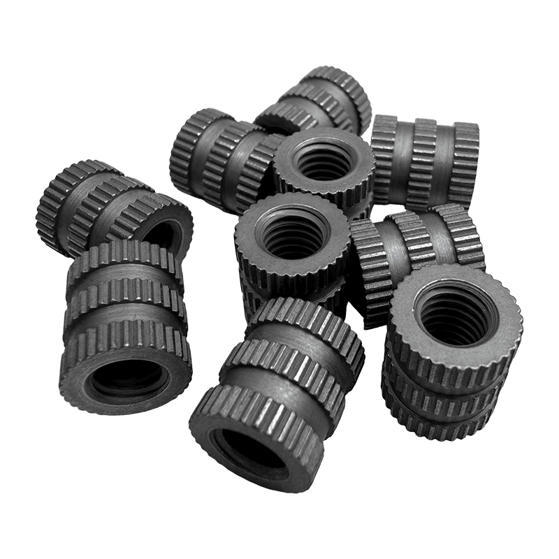 Double-Section Straight-Knurled Steel Embedded Nut with Center Groove