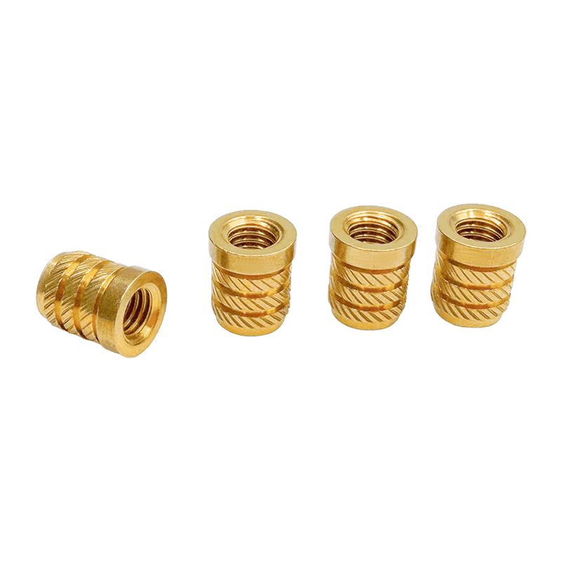 Brass Embedded Nut with Diagonal Knurling, Segmented Herringbone-Pattern Brass Nut