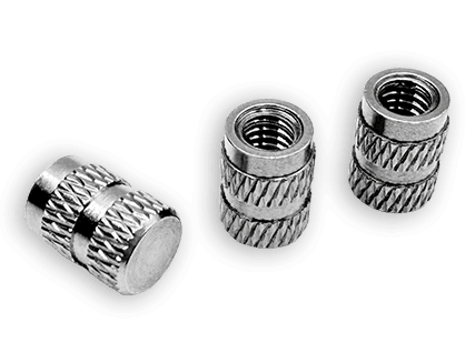 Threaded Insert Nut with Knurling on Both Ends, Injection-Molded