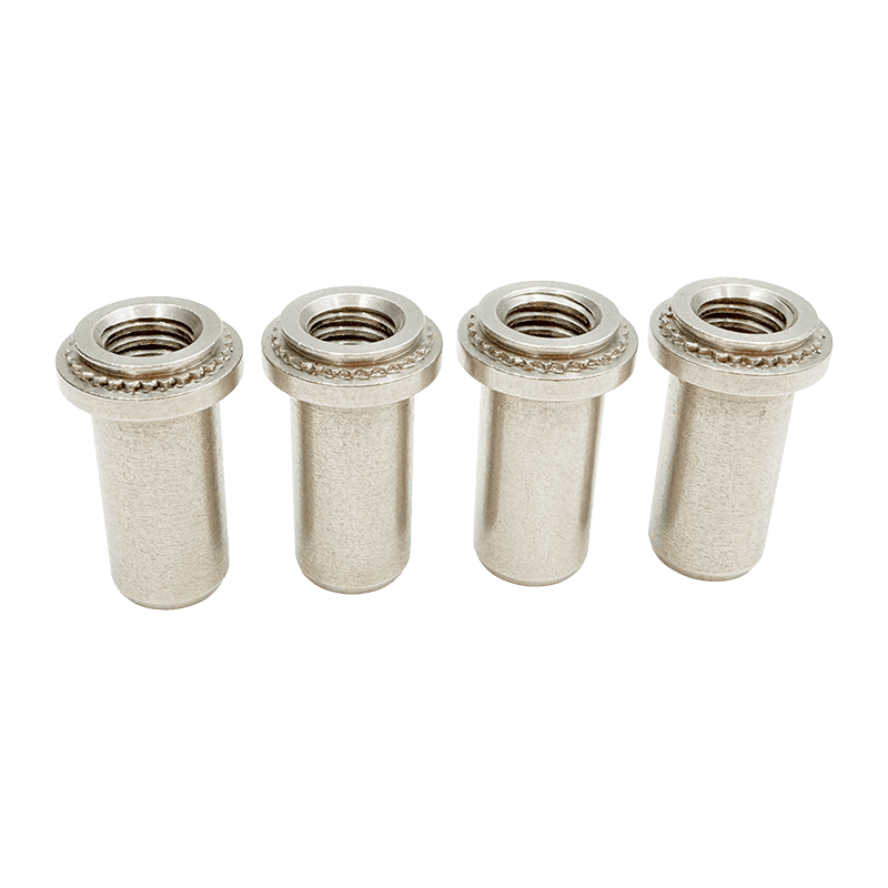 Stainless Steel Flanged Serrated-Knurl Blind-Hole Self-Clinching Nut Stud